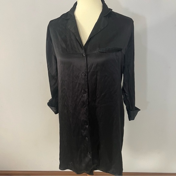 La Perla black silk robe Basic Silk Sleepshirt lingerie luxury Italian made sz M - Picture 9 of 12